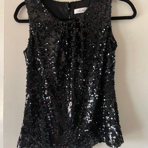 Black, Calvin Klein sleeveless sequin top, size XS